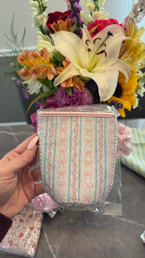 Bow Stripes Drink Sleeve- Medium