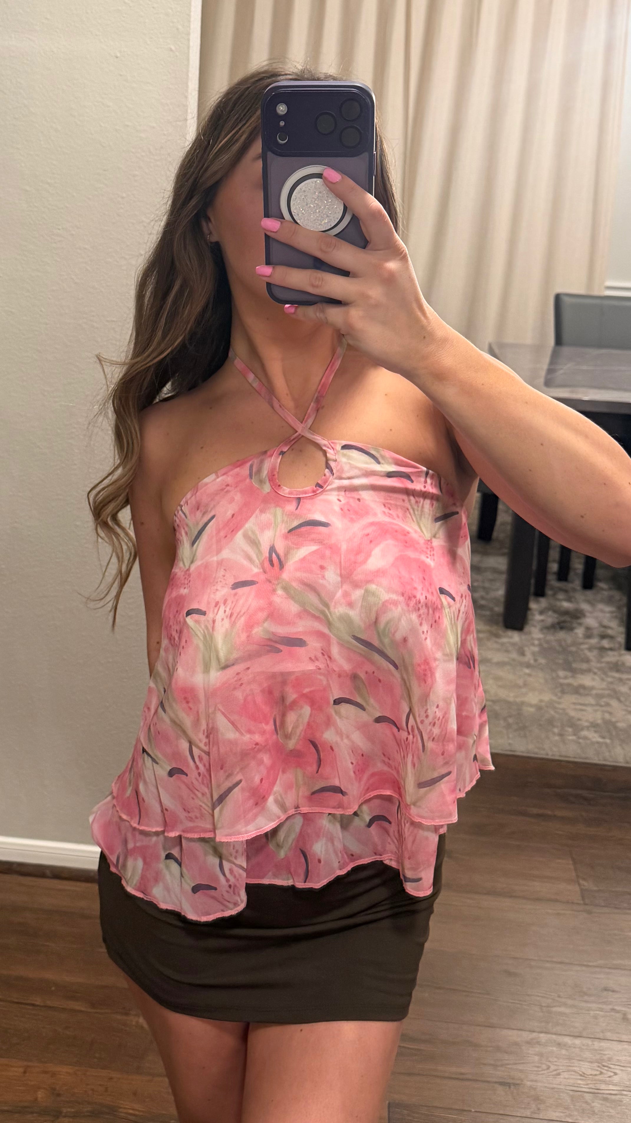 Pink Petals Halter Top