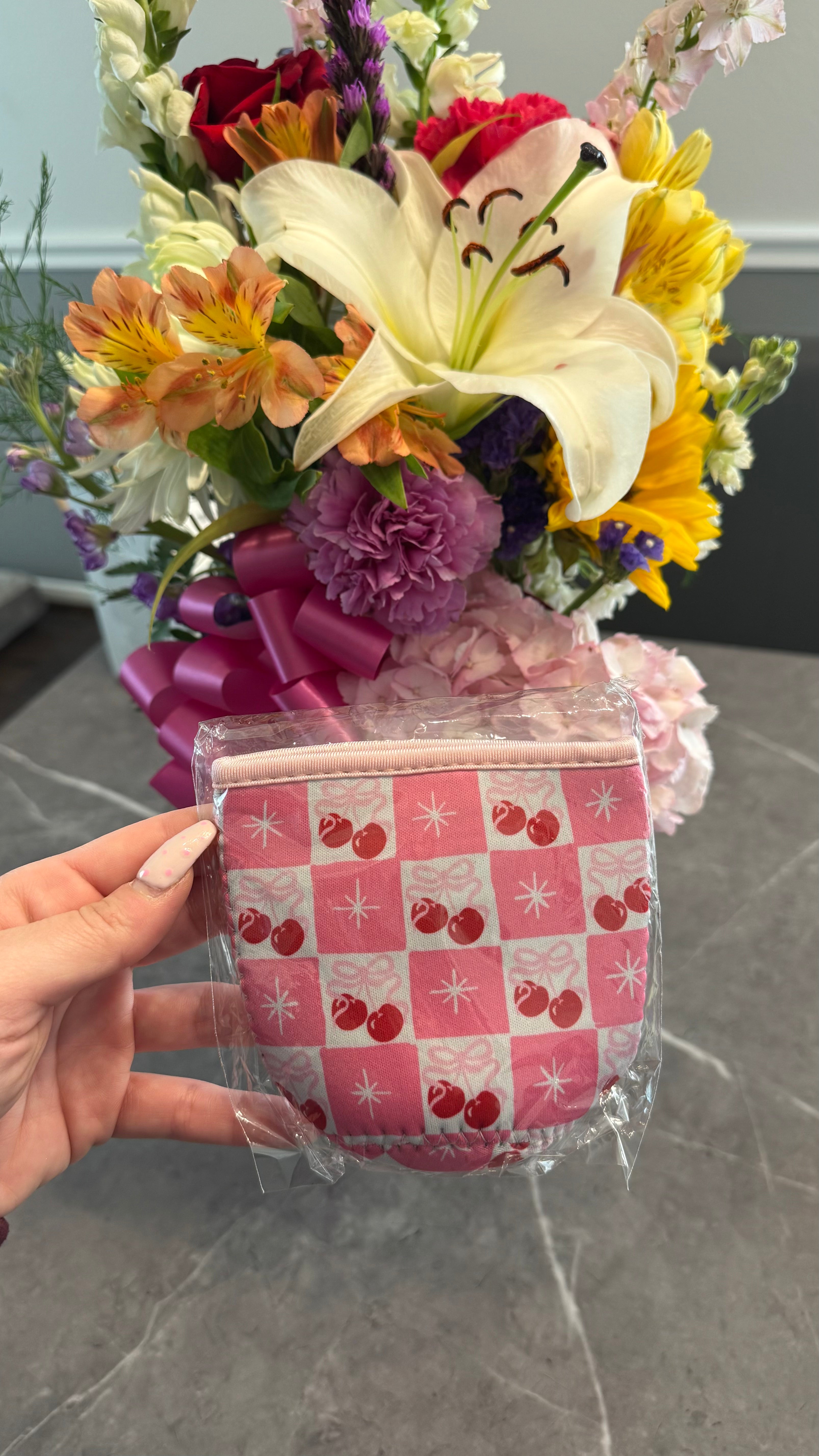 Cherry Bows Drink Sleeve- Small