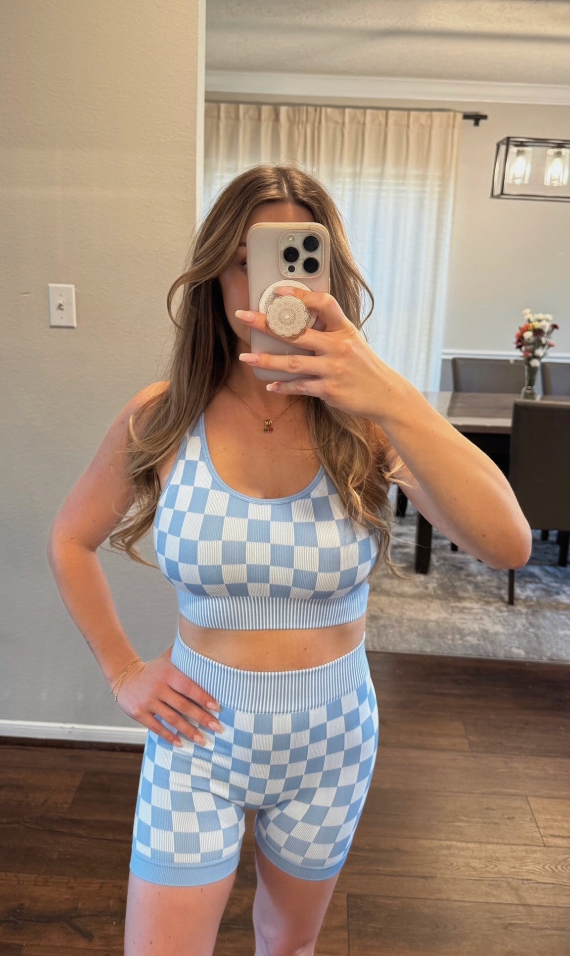 Blue Checkered Two Piece Set